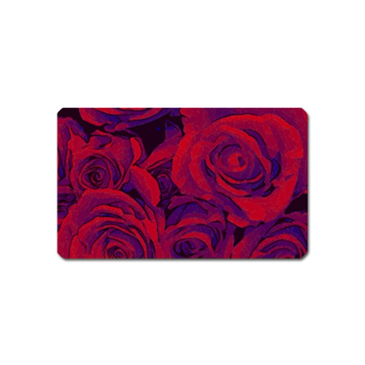 Roses Red Purple Flowers Pretty Magnet (Name Card)