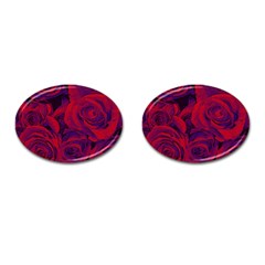 Roses Red Purple Flowers Pretty Cufflinks (oval) by Pakrebo