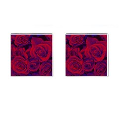 Roses Red Purple Flowers Pretty Cufflinks (square) by Pakrebo