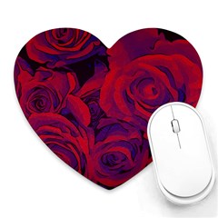 Roses Red Purple Flowers Pretty Heart Mousepads by Pakrebo