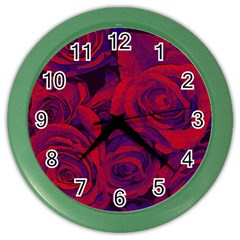 Roses Red Purple Flowers Pretty Color Wall Clock by Pakrebo