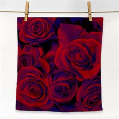 Roses Red Purple Flowers Pretty Face Towel by Pakrebo