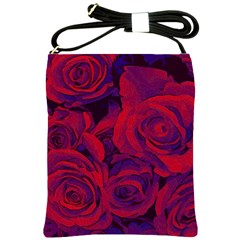 Roses Red Purple Flowers Pretty Shoulder Sling Bag by Pakrebo