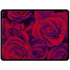 Roses Red Purple Flowers Pretty Fleece Blanket (large)  by Pakrebo