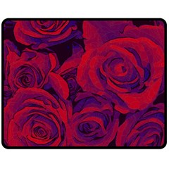 Roses Red Purple Flowers Pretty Fleece Blanket (medium)  by Pakrebo