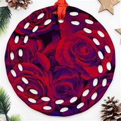 Roses Red Purple Flowers Pretty Ornament (round Filigree) by Pakrebo