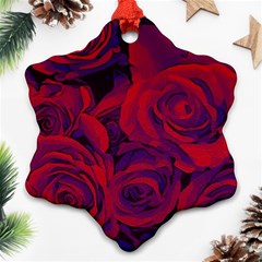 Roses Red Purple Flowers Pretty Snowflake Ornament (two Sides) by Pakrebo