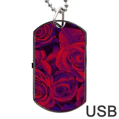 Roses Red Purple Flowers Pretty Dog Tag Usb Flash (two Sides) by Pakrebo