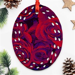 Roses Red Purple Flowers Pretty Ornament (oval Filigree) by Pakrebo