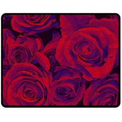 Roses Red Purple Flowers Pretty Double Sided Fleece Blanket (medium)  by Pakrebo