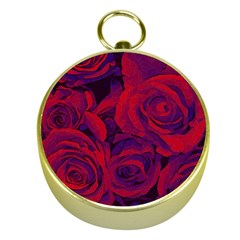 Roses Red Purple Flowers Pretty Gold Compasses by Pakrebo