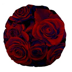 Roses Red Purple Flowers Pretty Large 18  Premium Flano Round Cushions by Pakrebo