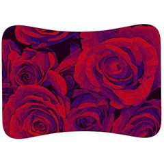 Roses Red Purple Flowers Pretty Velour Seat Head Rest Cushion by Pakrebo