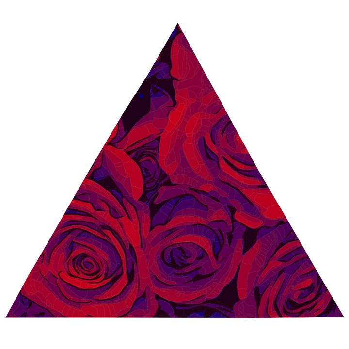 Roses Red Purple Flowers Pretty Wooden Puzzle Triangle