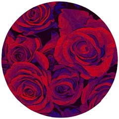 Roses Red Purple Flowers Pretty Wooden Puzzle Round