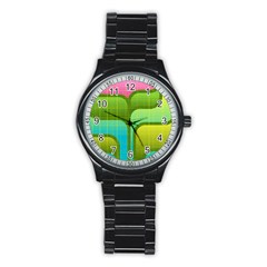 Background Color Texture Bright Stainless Steel Round Watch