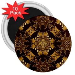 Gold Black Book Cover Ornate 3  Magnets (10 Pack)  by Pakrebo