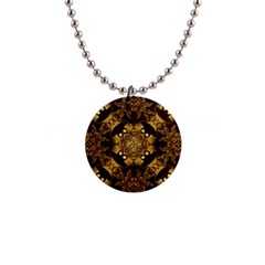 Gold Black Book Cover Ornate 1  Button Necklace by Pakrebo