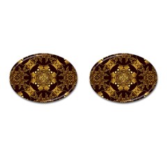 Gold Black Book Cover Ornate Cufflinks (oval) by Pakrebo