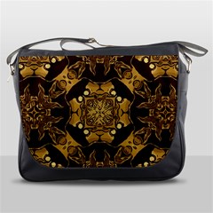 Gold Black Book Cover Ornate Messenger Bag by Pakrebo