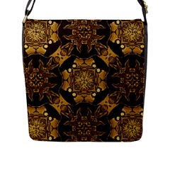 Gold Black Book Cover Ornate Flap Closure Messenger Bag (l) by Pakrebo