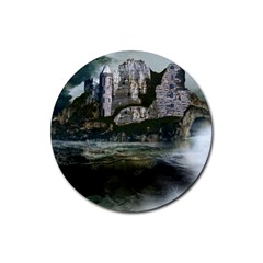 Sea Island Castle Landscape Rubber Round Coaster (4 Pack)  by Pakrebo