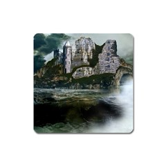 Sea Island Castle Landscape Square Magnet