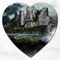 Sea Island Castle Landscape Jigsaw Puzzle (Heart)