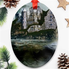 Sea Island Castle Landscape Oval Ornament (Two Sides)