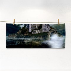 Sea Island Castle Landscape Hand Towel