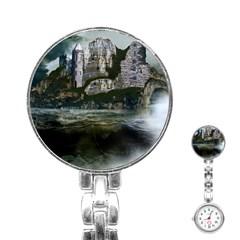 Sea Island Castle Landscape Stainless Steel Nurses Watch