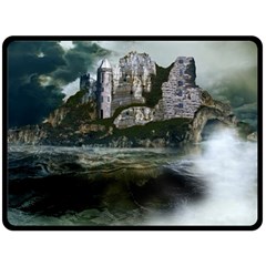 Sea Island Castle Landscape Double Sided Fleece Blanket (large)  by Pakrebo