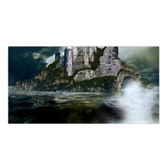 Sea Island Castle Landscape Satin Shawl