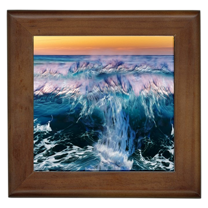 Sea Waves Ocean Water Beach Surf Framed Tile