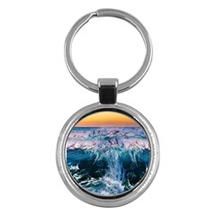 Sea Waves Ocean Water Beach Surf Key Chain (round) by Pakrebo