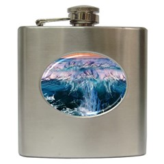 Sea Waves Ocean Water Beach Surf Hip Flask (6 Oz) by Pakrebo