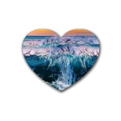 Sea Waves Ocean Water Beach Surf Rubber Coaster (heart) 