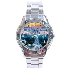 Sea Waves Ocean Water Beach Surf Stainless Steel Analogue Watch by Pakrebo