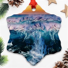 Sea Waves Ocean Water Beach Surf Snowflake Ornament (two Sides) by Pakrebo