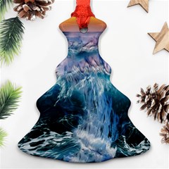 Sea Waves Ocean Water Beach Surf Christmas Tree Ornament (two Sides) by Pakrebo