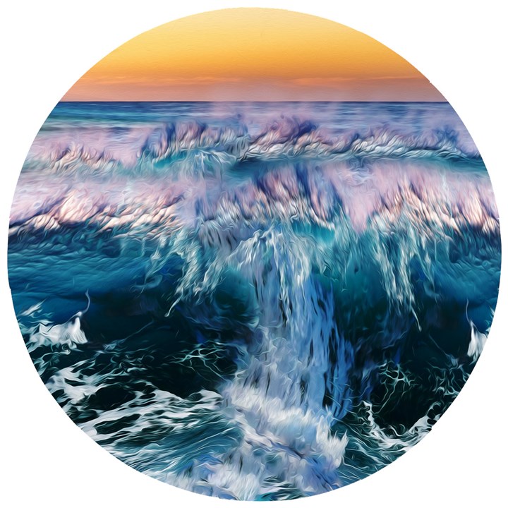 Sea Waves Ocean Water Beach Surf Wooden Puzzle Round