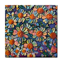 Daisies Flowers Colorful Garden Tile Coaster by Pakrebo