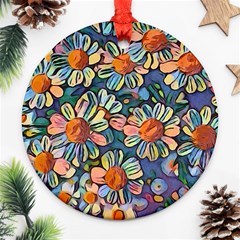 Daisies Flowers Colorful Garden Ornament (round) by Pakrebo