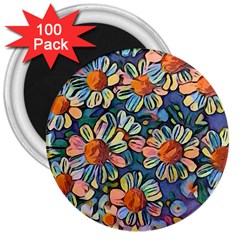 Daisies Flowers Colorful Garden 3  Magnets (100 Pack) by Pakrebo