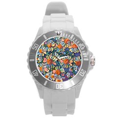 Daisies Flowers Colorful Garden Round Plastic Sport Watch (l) by Pakrebo