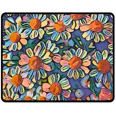 Daisies Flowers Colorful Garden Double Sided Fleece Blanket (medium)  by Pakrebo