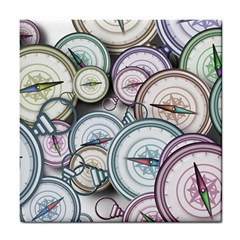 Compass Direction North South East Tile Coaster by Pakrebo