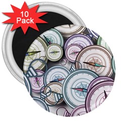 Compass Direction North South East 3  Magnets (10 Pack)  by Pakrebo