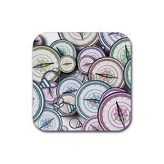 Compass Direction North South East Rubber Coaster (square)  by Pakrebo