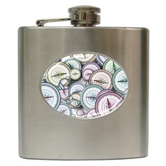 Compass Direction North South East Hip Flask (6 Oz) by Pakrebo